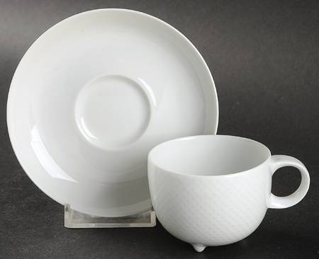 Century White (Rim) Footed Demitasse Cup & Saucer Set