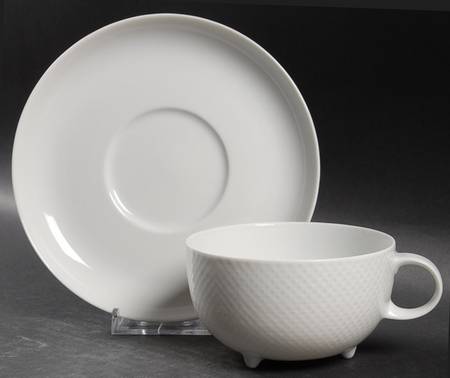 Century White (Rim) Footed Cup & Saucer Set