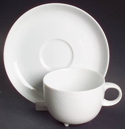 Century White (Rim) Footed Cup & Saucer Set
