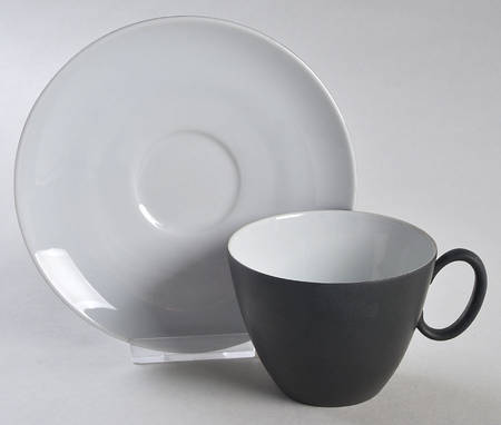 Charcoal Flat Cup & Saucer Set