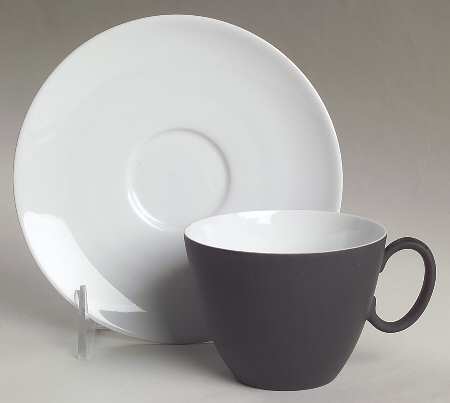 Charcoal Flat Cup & Saucer Set