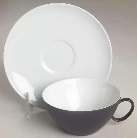Charcoal Flat Cup & Saucer Set