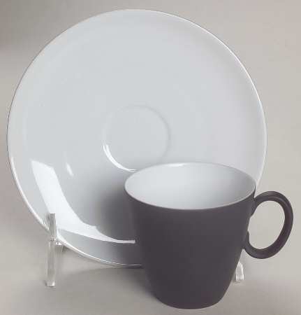 Charcoal Flat Demitasse Cup & Saucer Set