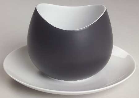 Charcoal Gravy Boat with Attached Underplate