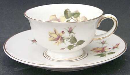 Charlene (Aida, White) Footed Demitasse Cup & Saucer Set