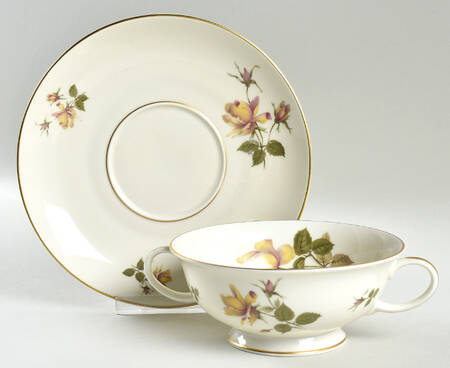 Charlene (Aida, Ivory) Footed Cream Soup Bowl & Saucer Set