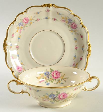 Cherish Footed Cream Soup Bowl & Saucer Set