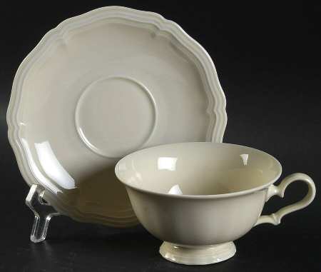 Chippendale Cream Undecorated Footed Cup & Saucer Set