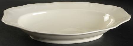 Chippendale Cream Undecorated 12" Oval Vegetable Bowl
