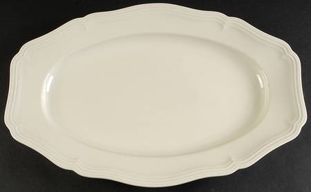 Chippendale Cream Undecorated 17" Oval Serving Platter