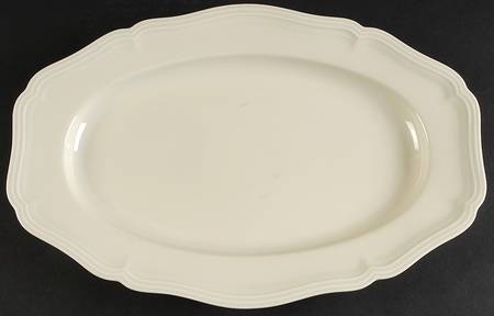 Chippendale Cream Undecorated 14" Oval Serving Platter
