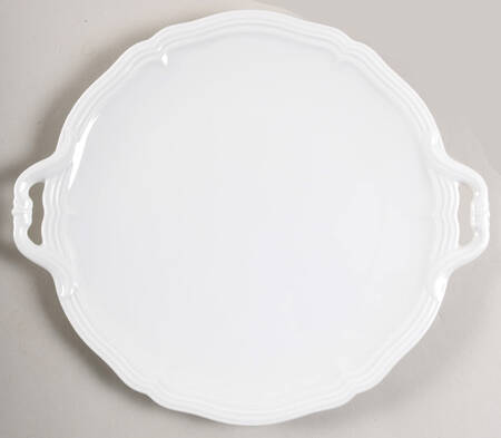 Chippendale All White Handled Cake Plate