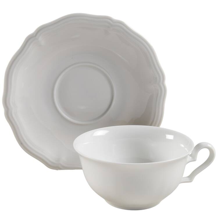 Chippendale All White Flat Cup & Saucer Set
