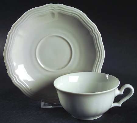 Chippendale All White Footed Cup & Saucer Set