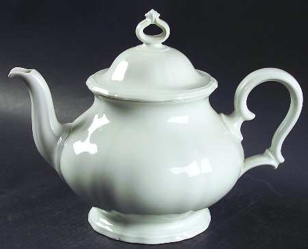 Chippendale All White Teapot & Lid