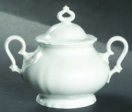 Chippendale All White Sugar Bowl & Lid