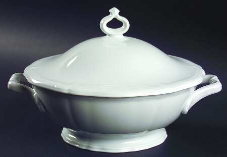 Chippendale All White Round Covered Vegetable