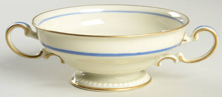 Classic (Light Blue Center with Vase) Footed Cream Soup Bowl