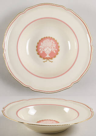 Classic (Rose Colored Center with Vase) Rim Soup Bowl