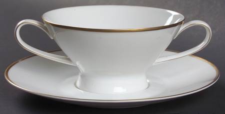 Classic Gold Footed Cream Soup Bowl & Saucer Set
