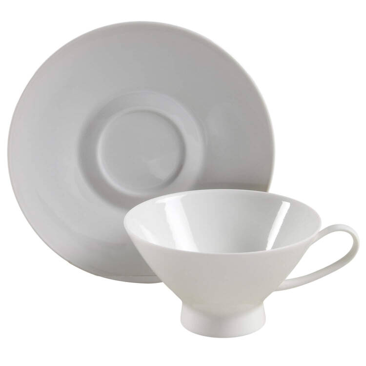 Classic Modern White Footed Cup & Saucer Set
