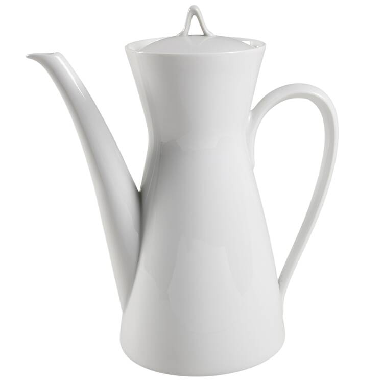 Classic Modern White Coffee Pot & Lid
