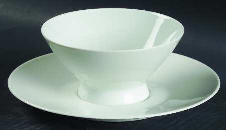 Classic Modern White Footed Cream Soup Bowl & Saucer Set