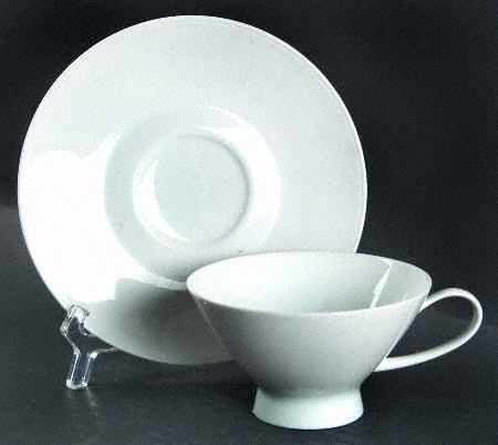 Classic Modern White Footed Cup & Saucer Set