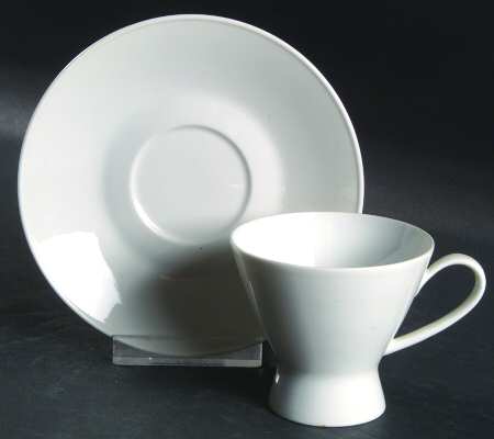 Classic Modern White Footed Demitasse Cup & Saucer Set