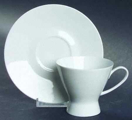 Classic Modern White Footed Cup & Saucer Set by Rosenthal - Continental
