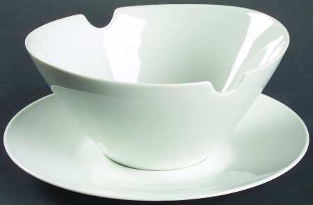 Classic Modern White Gravy Boat & Underplate