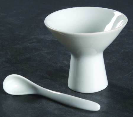 Classic Modern White Individual Salt Dip & Spoon