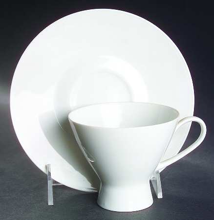 Classic Modern White Footed Cup & Saucer Set