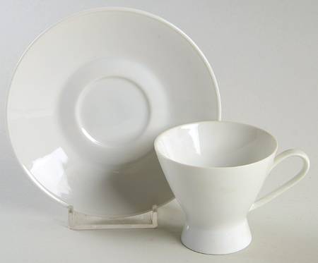Classic Modern White Footed Demitasse Cup & Saucer Set