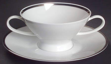 Classic Platinum (Older) Footed Cream Soup Bowl & Saucer Set