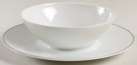 Classic Platinum (Newer) Round Sauce Boat w/Attached Underplate No Lid