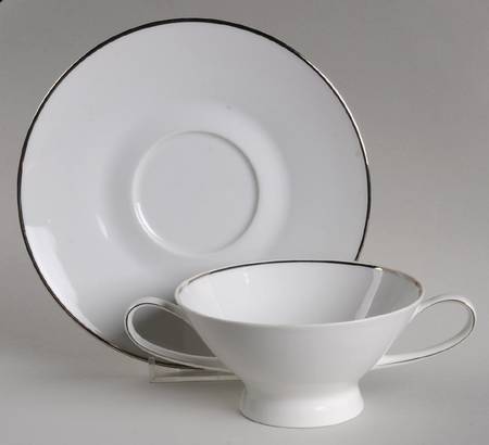 Classic Platinum (Newer) Footed Cream Soup Bowl & Saucer Set