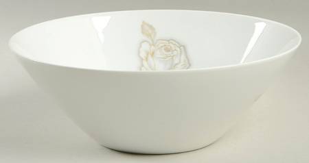 Classic Rose (White Rose, Brown Leaves) 9" Round Vegetable Bowl