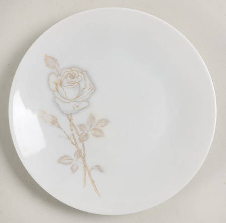 Classic Rose (White Rose, Brown Leaves) Bread & Butter Plate