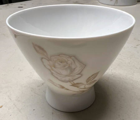 Classic Rose (White Rose, Brown Leaves) Sugar Bowl No Lid