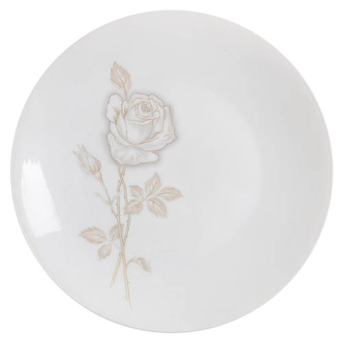 Classic Rose (White Rose, Brown Leaves) Large Dinner Plate