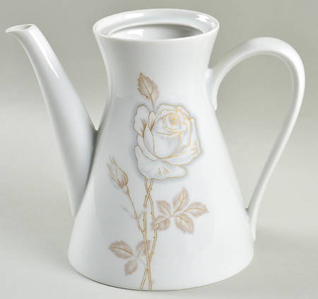 Classic Rose (White Rose, Brown Leaves) Mini Teapot No Lid