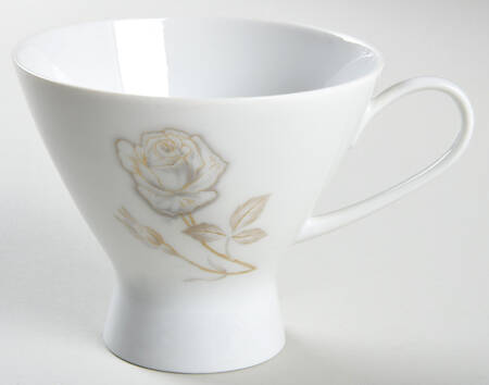 Classic Rose (White Rose, Brown Leaves) Footed Cup