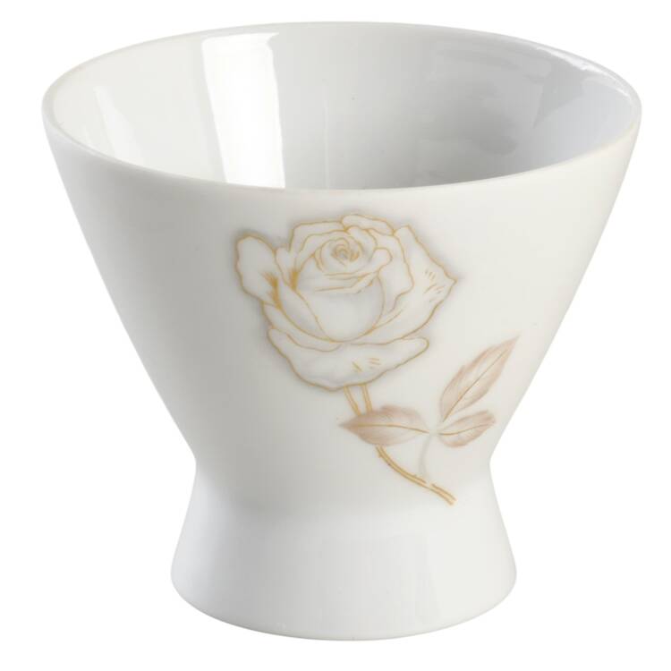 Classic Rose (White Rose, Brown Leaves) Mini Sugar Bowl No Lid