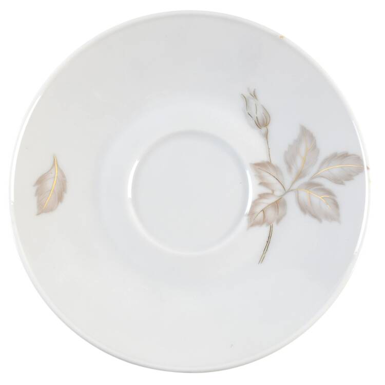 Classic Rose (White Rose, Brown Leaves) Saucer for Demitasse Cup