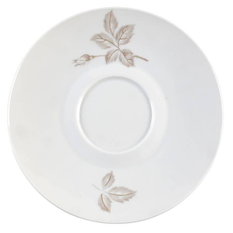 Classic Rose (White Rose, Brown Leaves) Saucer for Footed Cream Soup Bowl