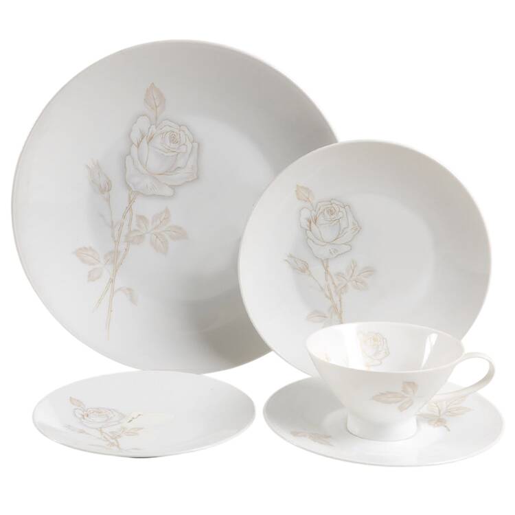 Classic Rose (White Rose, Brown Leaves) 40 Piece Estate Set