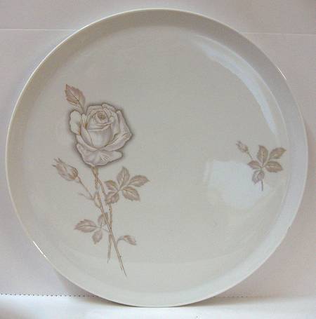 Classic Rose (White Rose, Brown Leaves) 13" Round Tray