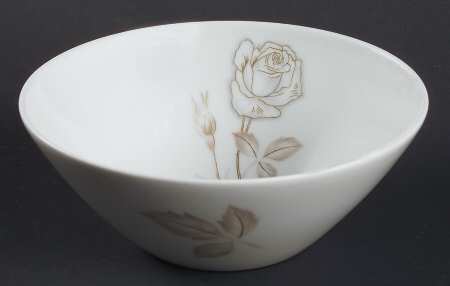 Classic Rose (White Rose, Brown Leaves) Fruit/Dessert (Sauce) Bowl