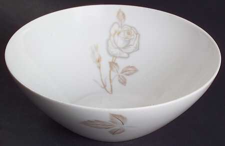 Classic Rose (White Rose, Brown Leaves) Individual Salad Bowl